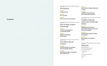 Load image into Gallery viewer, A digital preview of a cookbook's table of contents page, showing the 'Contents' header on a light blue-green left panel and a white right panel listing chapters on artisan sourdough, traditional breads, the artisan bread recipes, and an appendix.