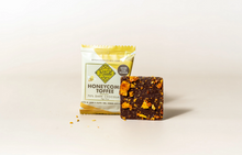 Load image into Gallery viewer, miniature honeycomb toffee dark chocolate bar from Utah-based Ritual Chocolate. Packaged bar aside and unwrapped bar featuring 70% dark chocolate and honeycomb toffee pieces on the surface of the chocolate.