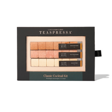 Load image into Gallery viewer, Teaspressa&#39;s Luxe Cocktail Cubes mixer kit featuring Manhattan, Moscow Mule, and Old Fashioned flavored cocktail cubes to drop directly into your whiskey, bourbon, vodka, or tea for an instant cocktail experience at home or on the go.
