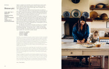 Load image into Gallery viewer, Woman and child in a kitchen preparing food with recipe text on the left side.
