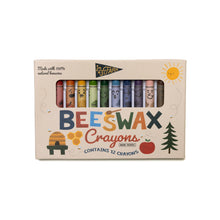 Load image into Gallery viewer, Box of beeswax crayons with colorful crayon illustrations on a white background
