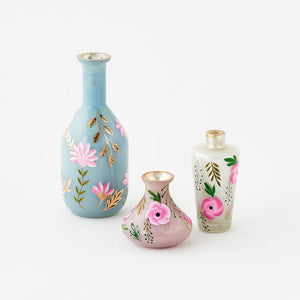 Hand Painted Glass Bottle Vase