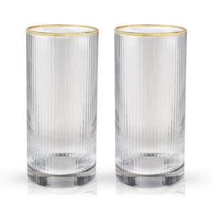 Set of 2 Crystal Highball Glasses